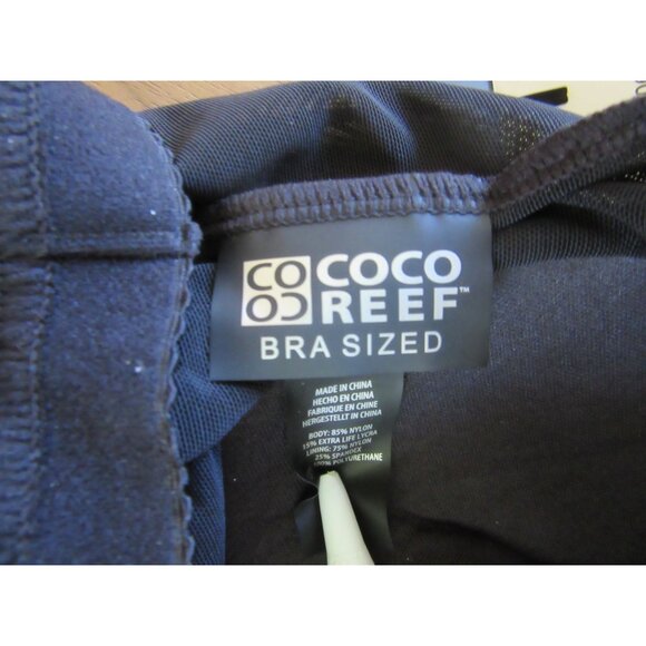 Coco Reef Grace Tankini Top Black Silver Trim 44DD NWT Shelf Bra Sporty Summer - Picture 8 of 10